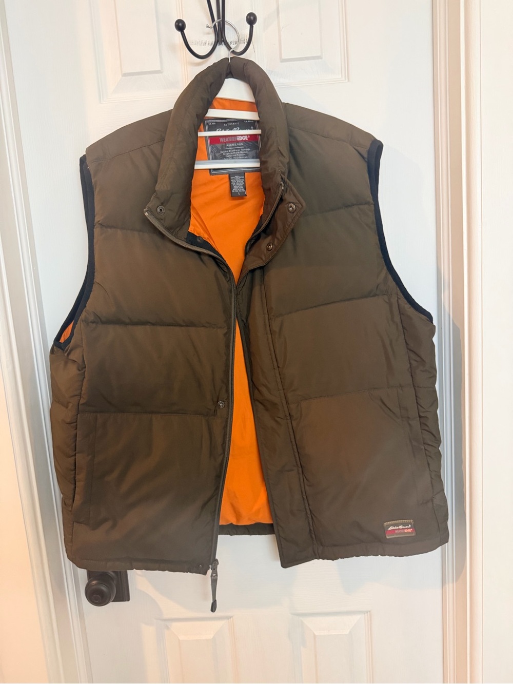 Eddie Bauer WeatherEdge Goose Down Puffer Vest Brown Orange Men’s L